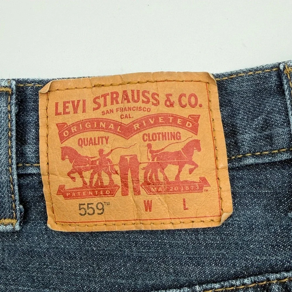 Levi 559 Relaxed Straight Jeans Mens 44x30 Dark Wash Blue Denim Pants 01559-0004